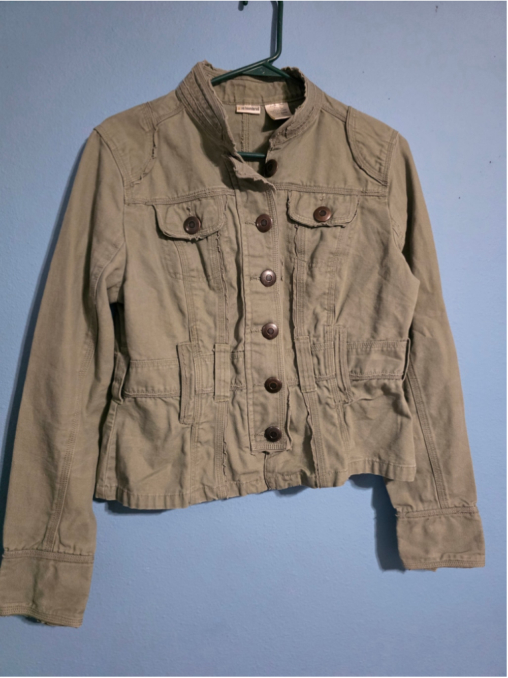 Women's No Boundaries Utility Jacket olive green Size L trendy army casual fall